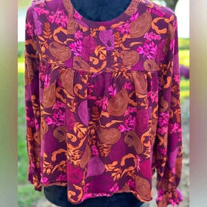 United Colors of Benetton Women’s Blouse colorful abstract Flowy size small